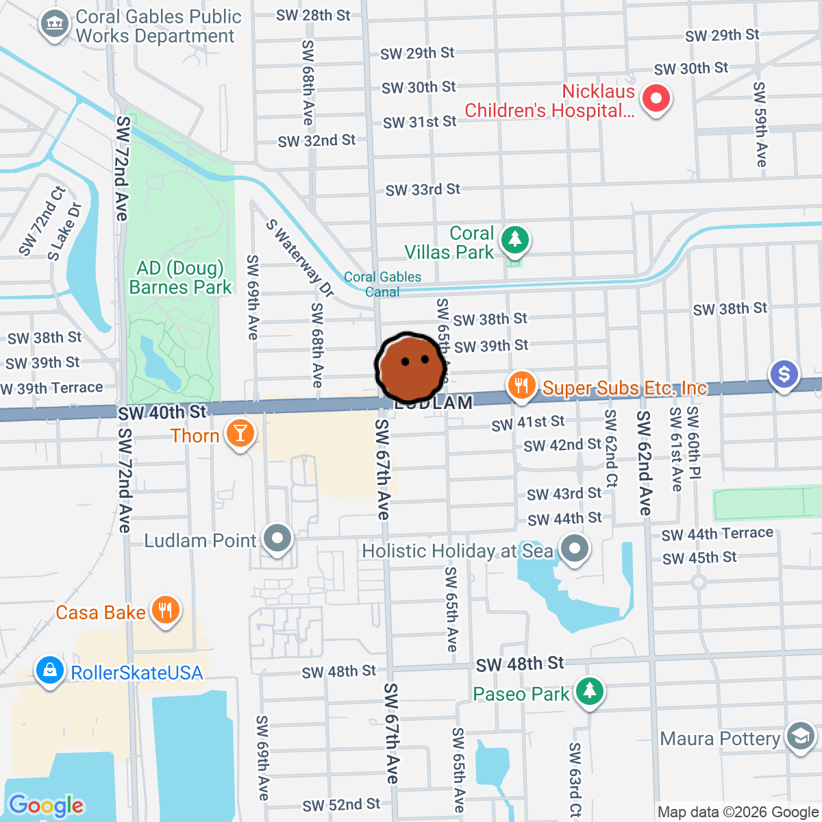 A map showing where Miami Twice is in Miami