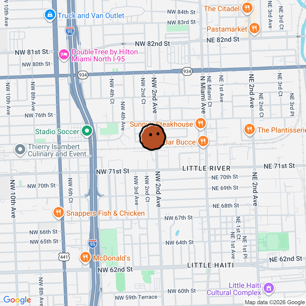 A map showing where Reserved MIA is in Miami