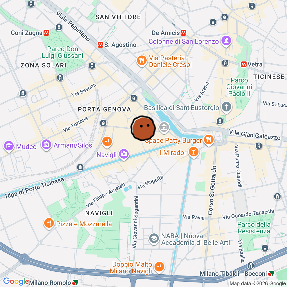 A map showing where Futura Listening Bar is in Milano