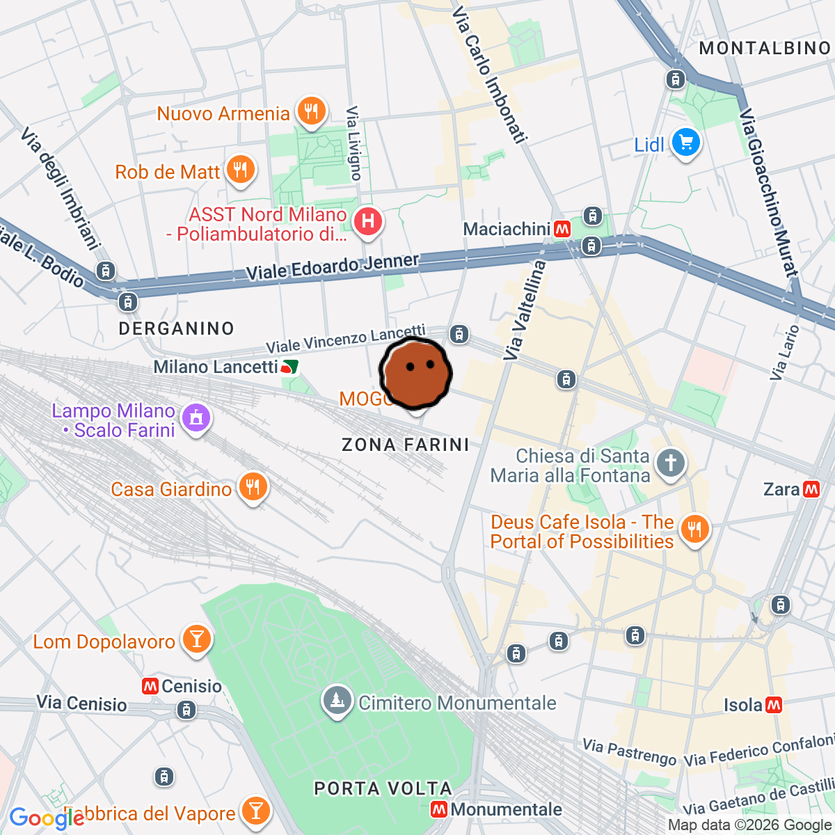 A map showing where MOGO is in Milano