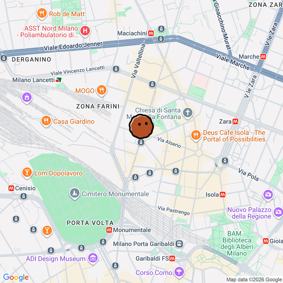 A map showing where Section80 Bar is in Milano