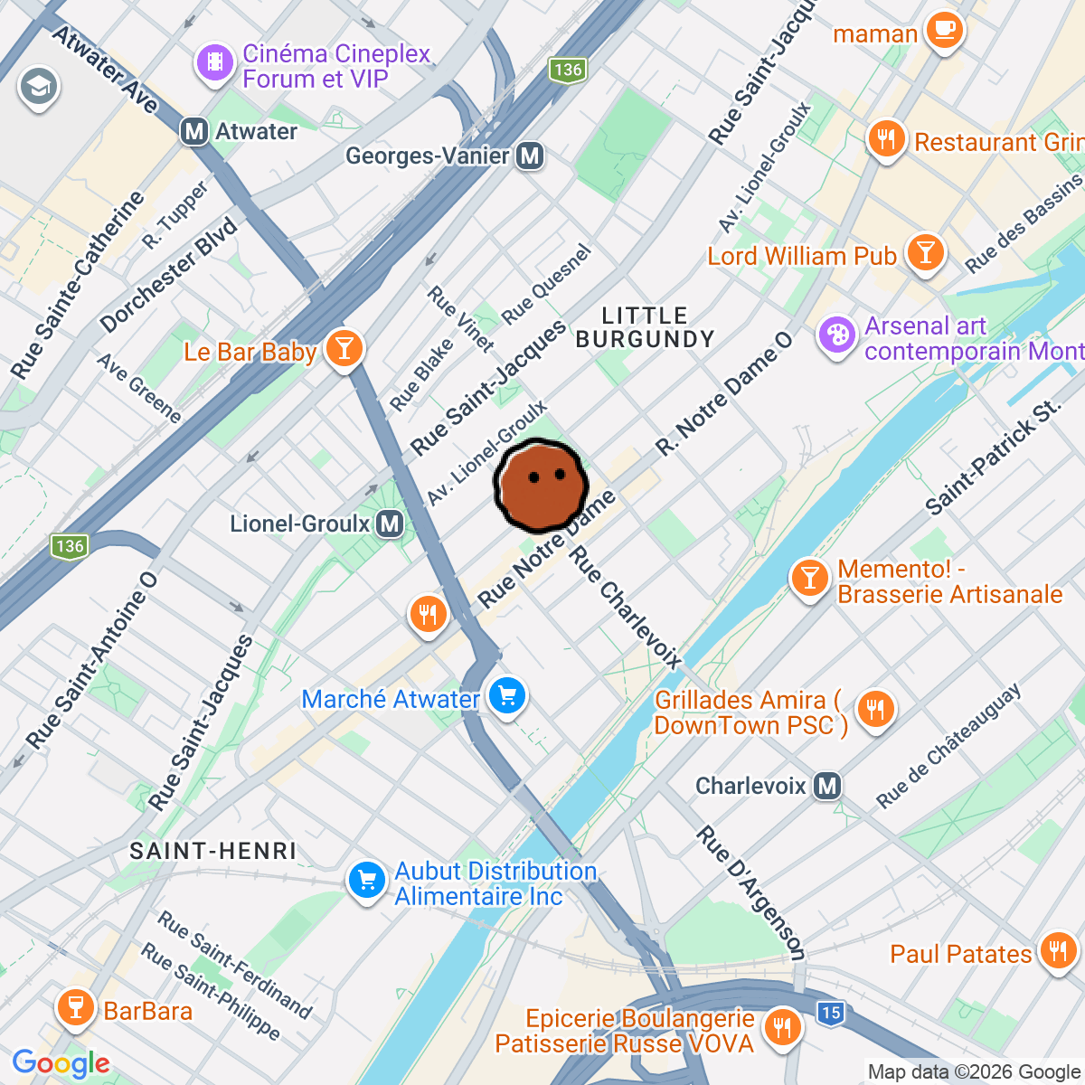 A map showing where Badin is in Montréal