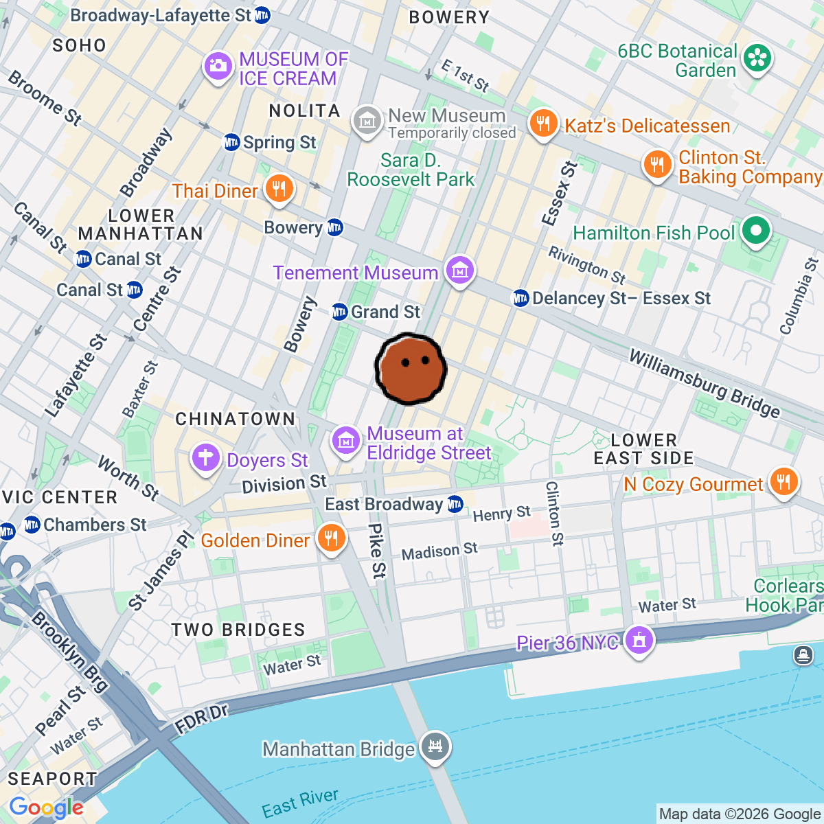 A map showing where BRUT ARCHIVES NEW YORK is in New York