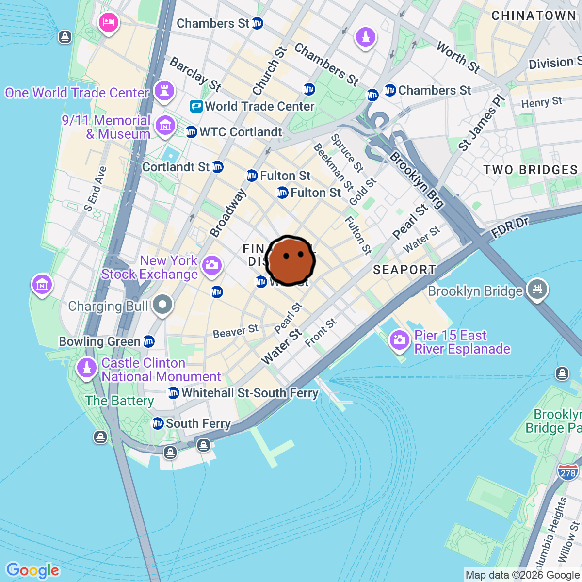 A map showing where Overstory is in New York