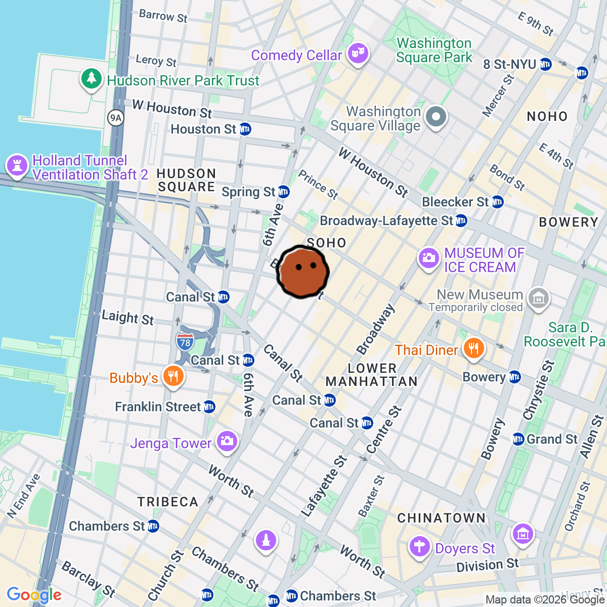 A map showing where Respoke Boutique is in New York