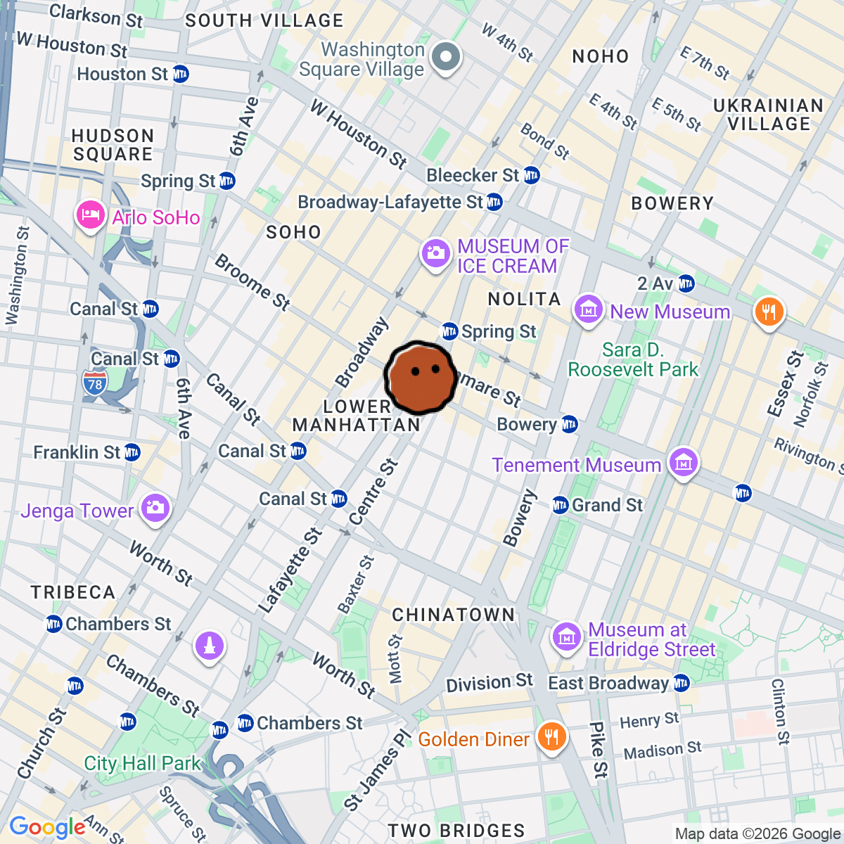 A map showing where Vintage Grace is in New York