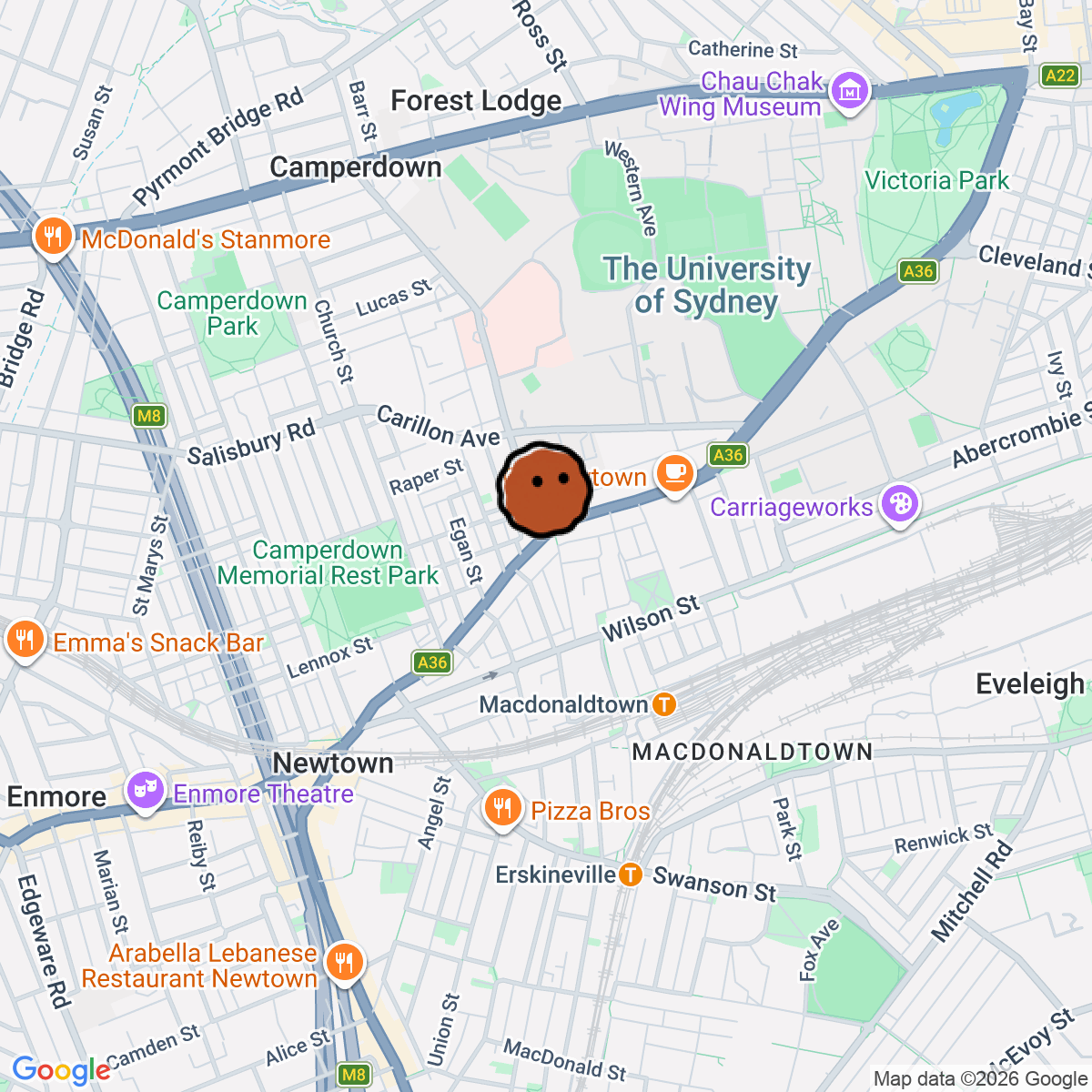 A map showing where ANTE is in Newtown NSW