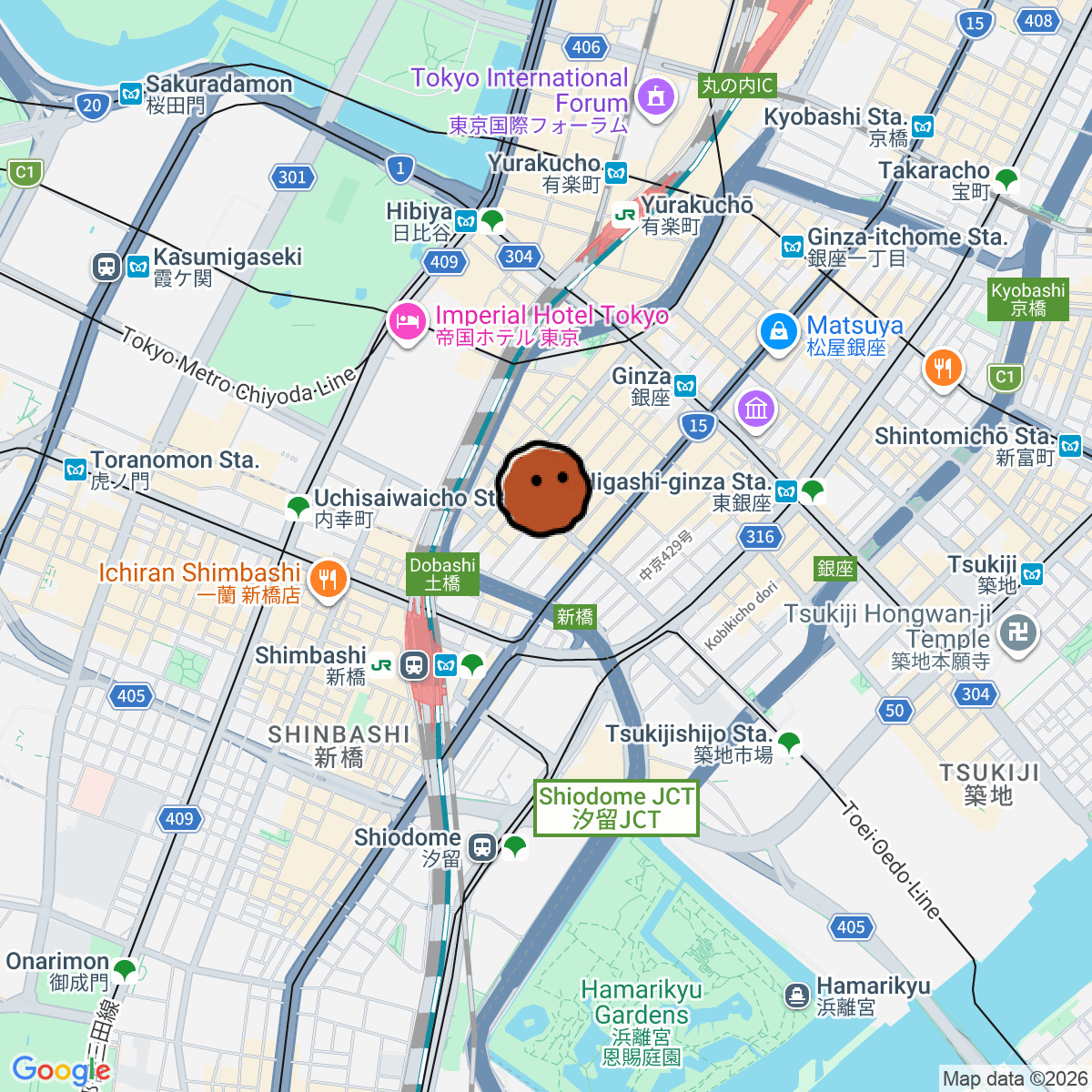 A map showing where Bar record is in ōme イセキビル