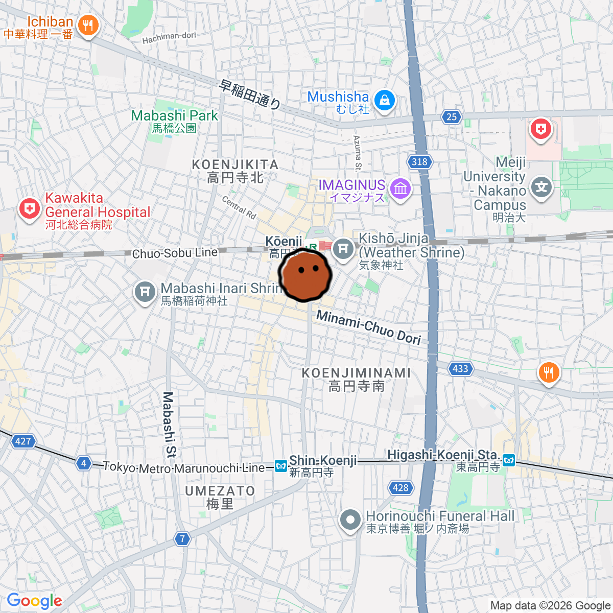 A map showing where Safari 3 is in ōme サンシャイン高円寺