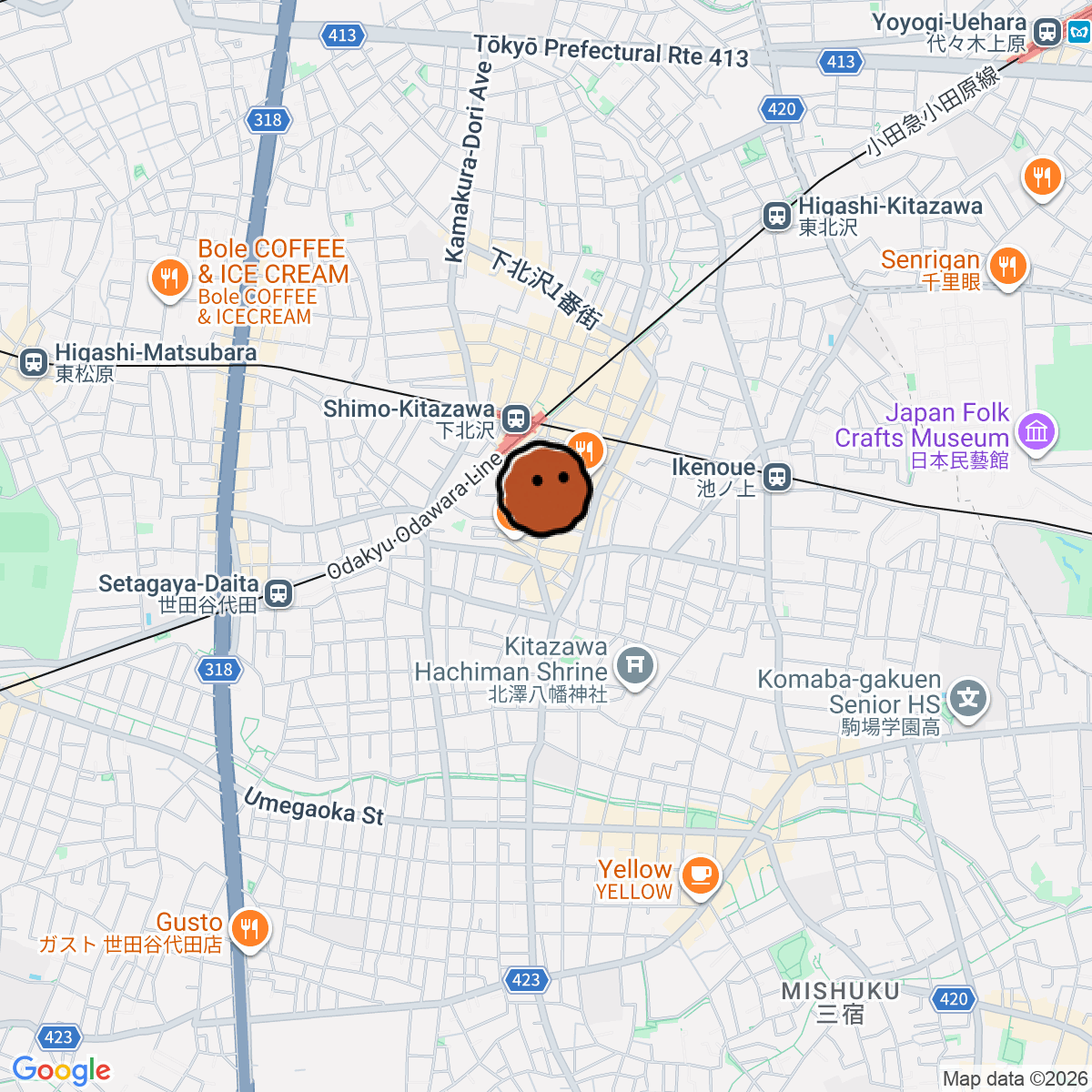 A map showing where No Room For Squares - Jazz is in ōme ハウジング北沢ビル