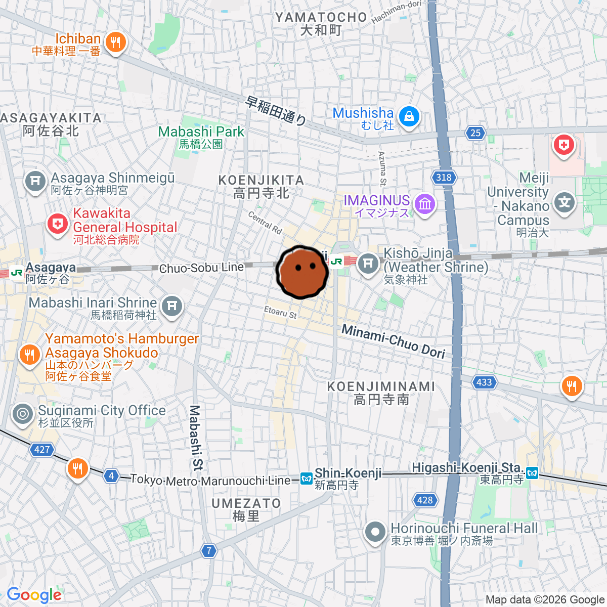 A map showing where Safari 1st is in ōme ベルシャトー高円寺 F