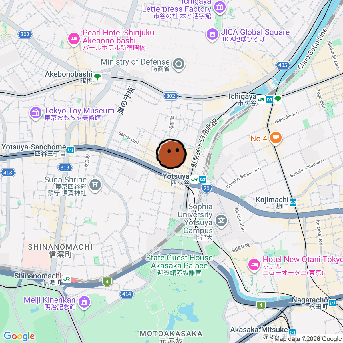 A map showing where Eagle Yotsuya is in ōme ホリナカビル