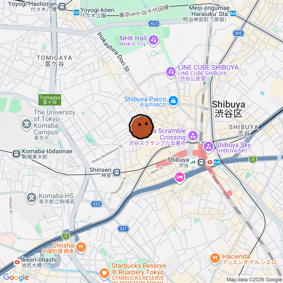 A map showing where RECORD BAR analog is in ōme リアライズビル 階