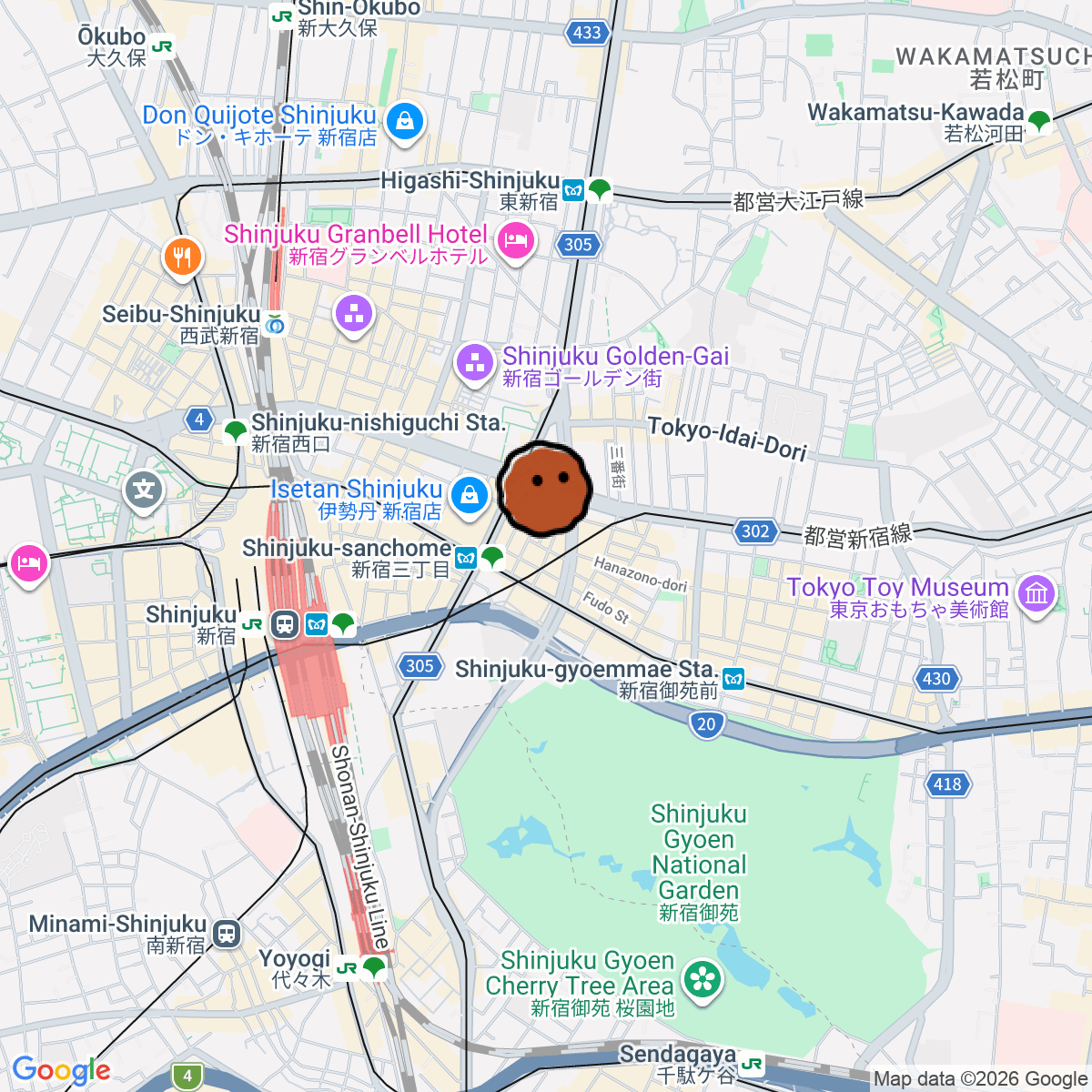 A map showing where King Biscuit is in ōme 国久ビル