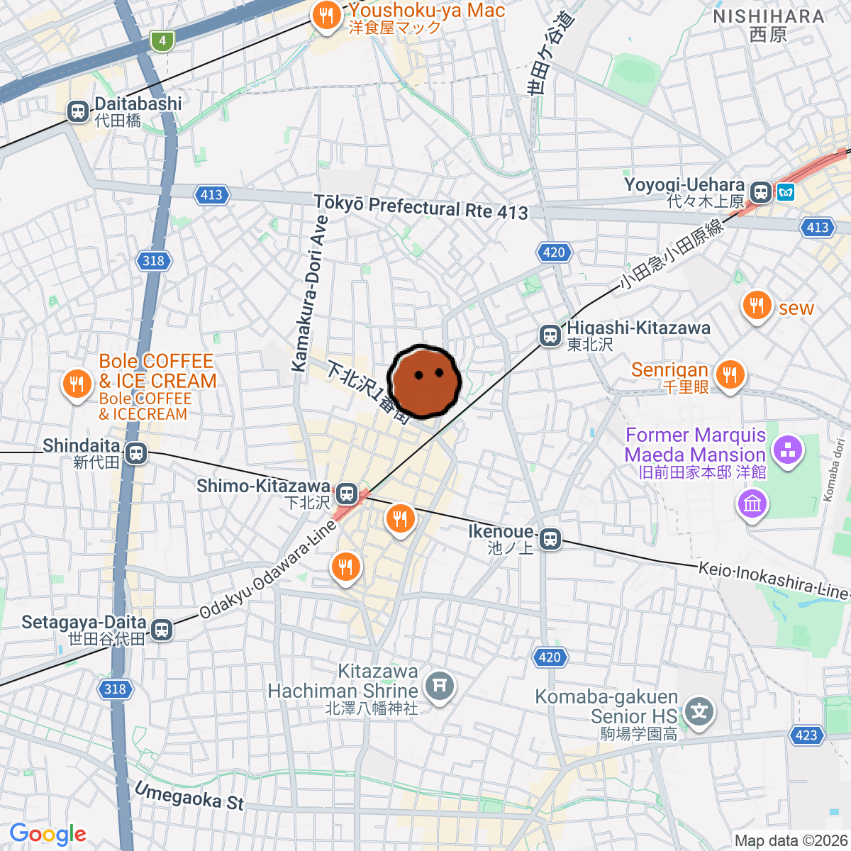 A map showing where Little Soul Cafe is in ōme 大成ビル 階