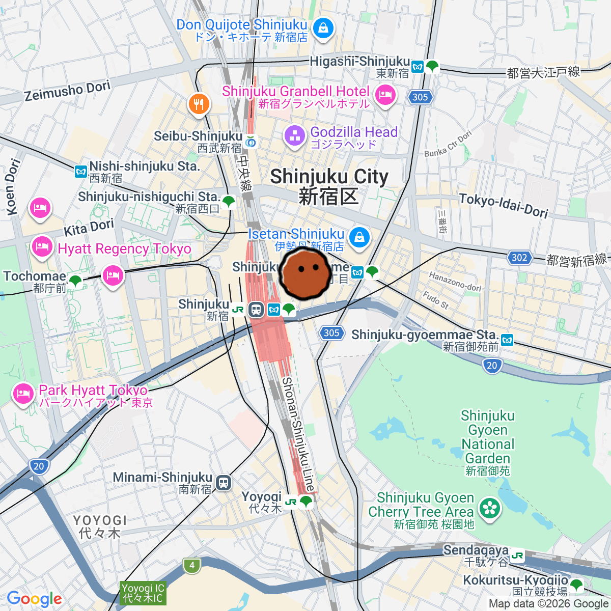 A map showing where Jazz Bar Samurai is in ōme 守ビル
