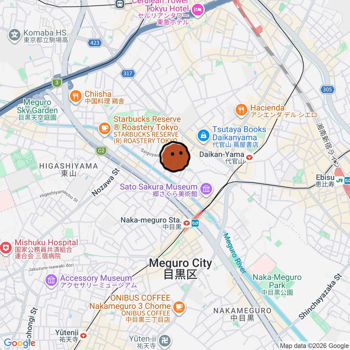 A map showing where epulor is in ōme Escenario Aobadai
