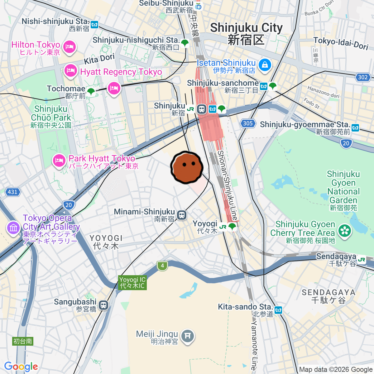 A map showing where Spincoaster Music Bar is in ōme MUSIC BAR TOKYO