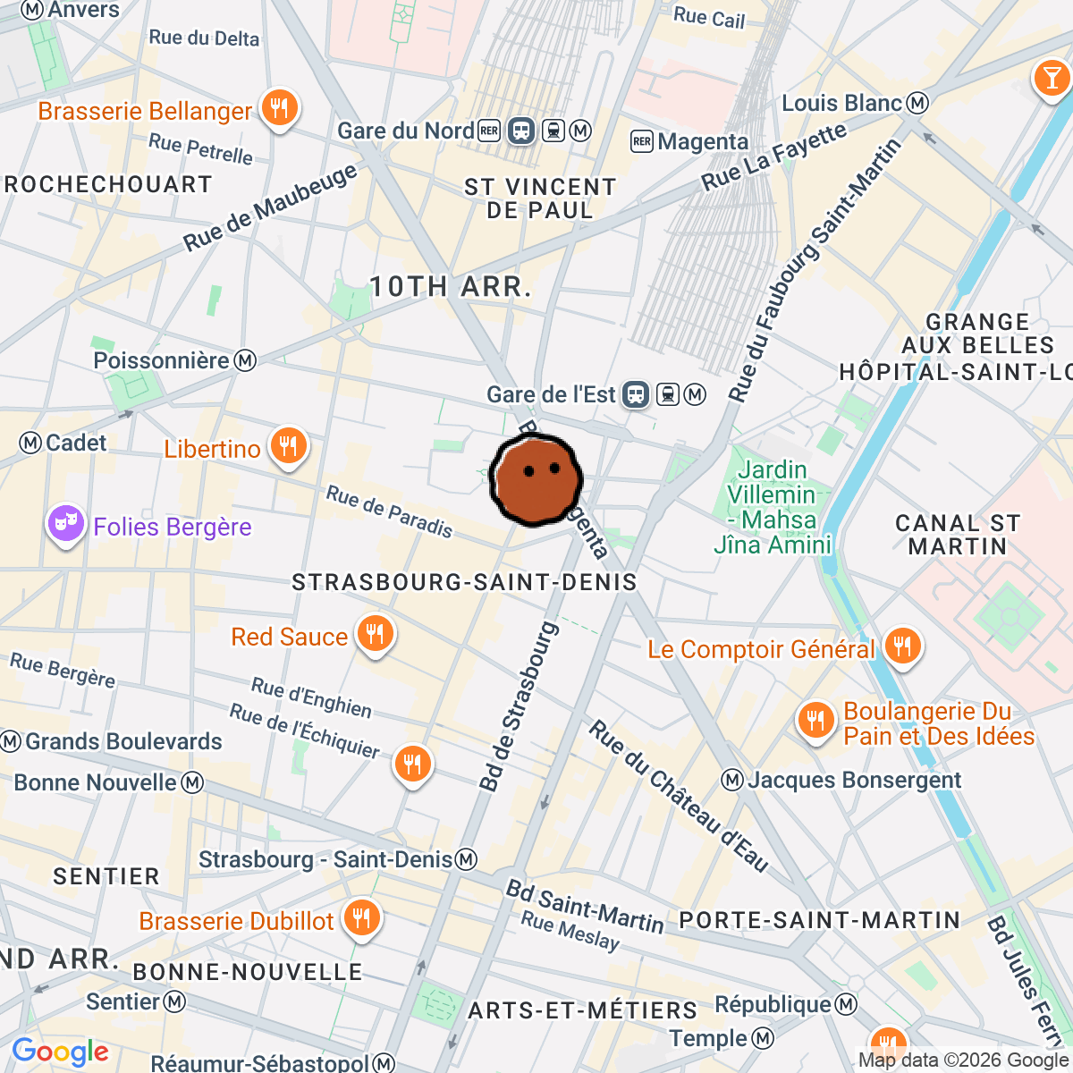 A map showing where Book bar is in Paris