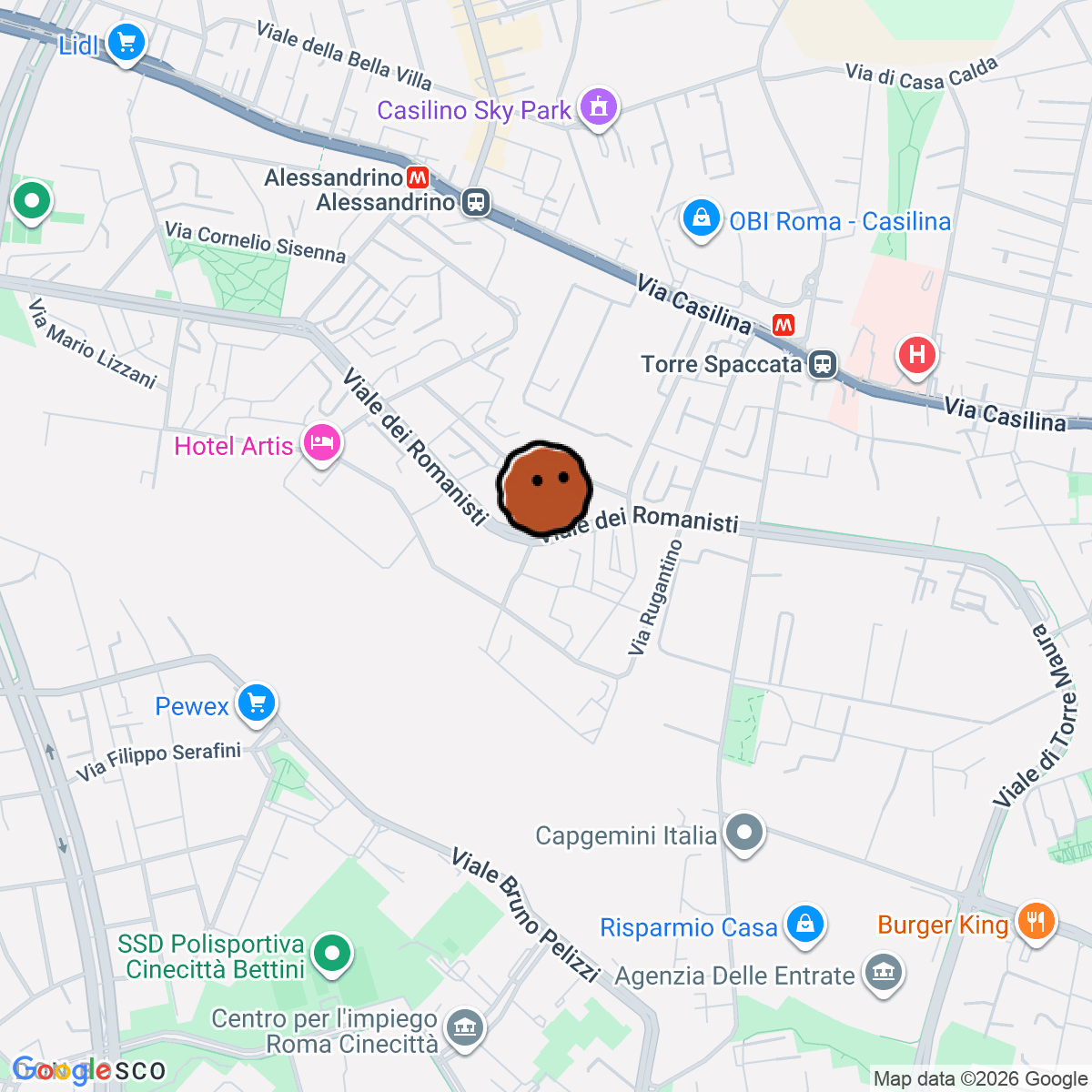 A map showing where Bar 33 Giri is in Roma