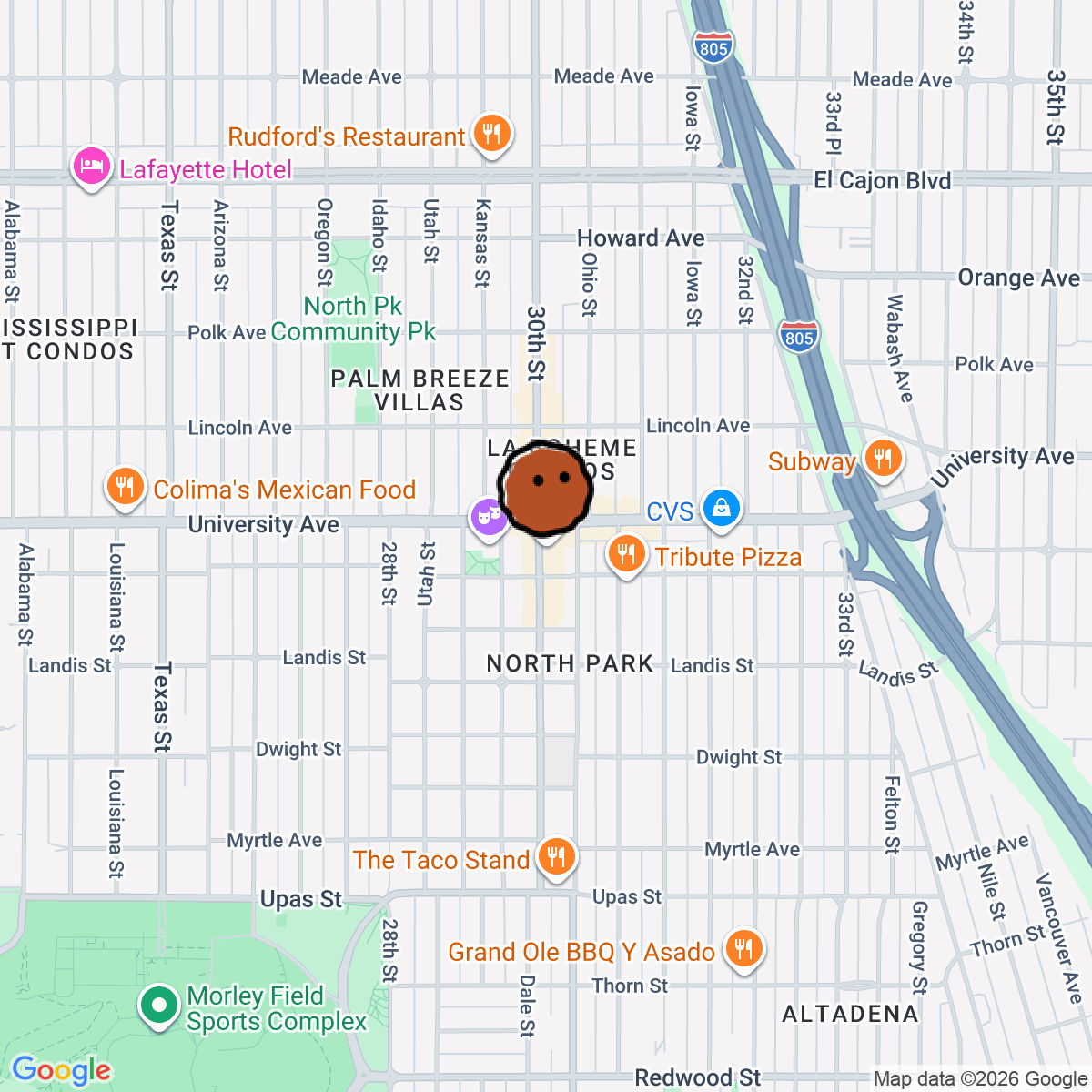 A map showing where Part Time Lover is in San Diego