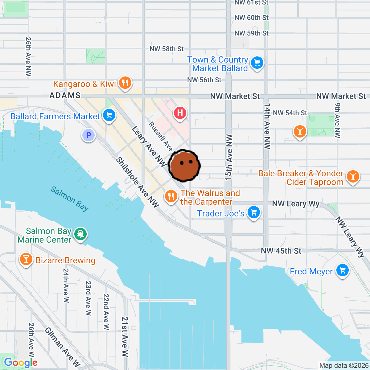A map showing where Shibuya HiFi is in Seattle