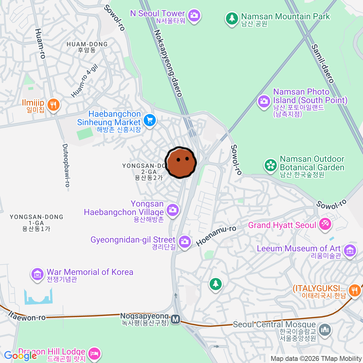 A map showing where 팀 TYMM is in Seoul