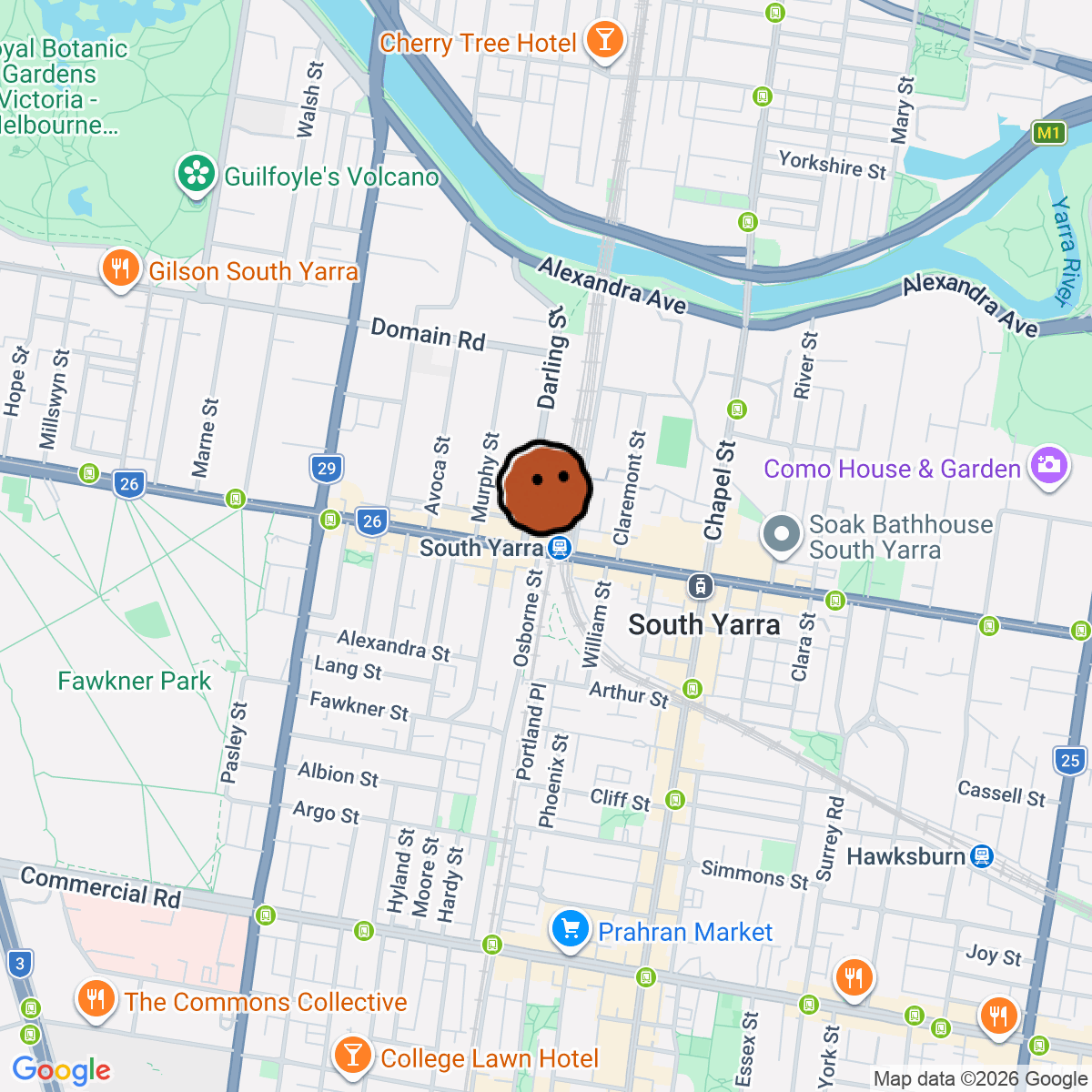 A map showing where Nightbird Hi-Fi is in South Yarra VIC