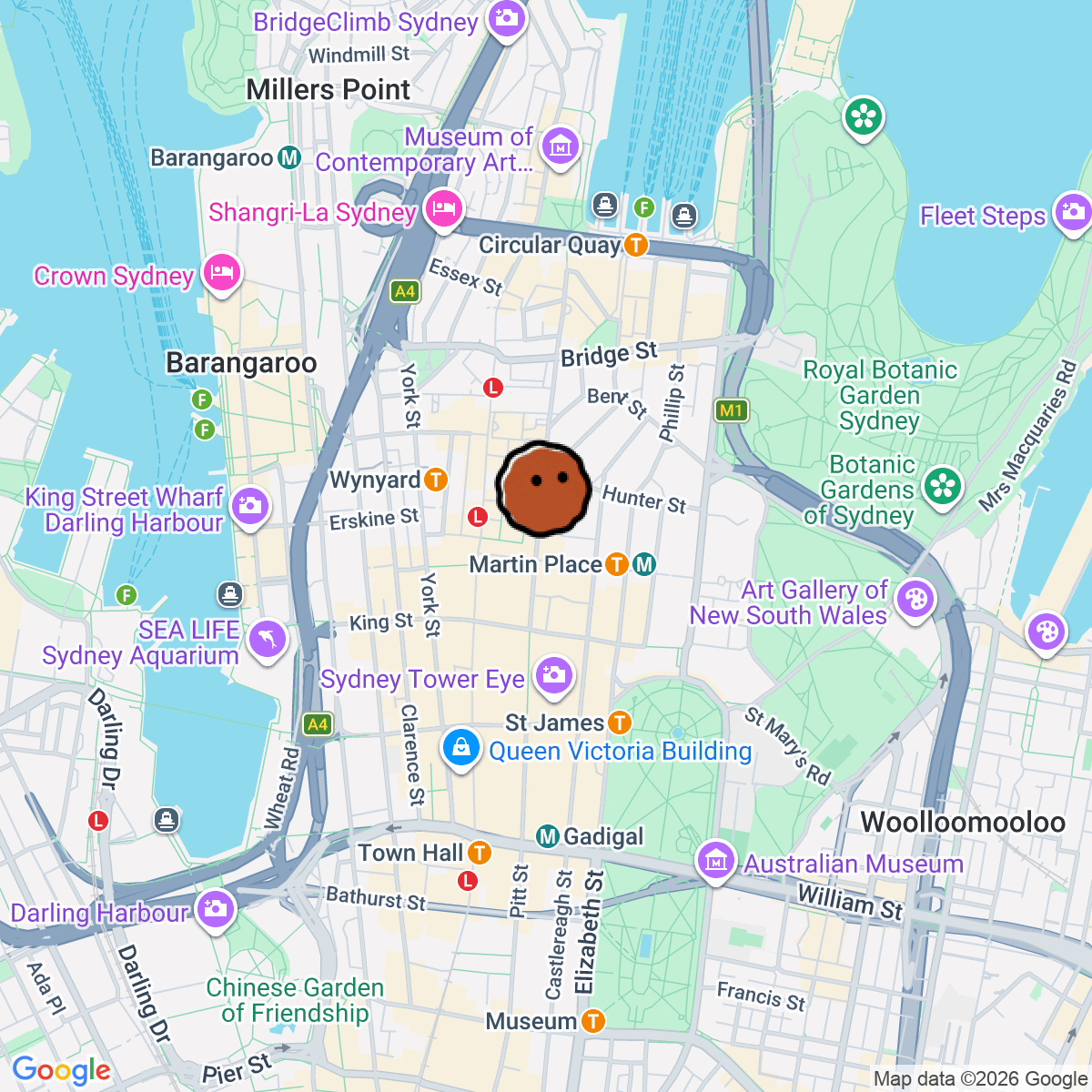 A map showing where The Caterpillar Club is in Sydney NSW