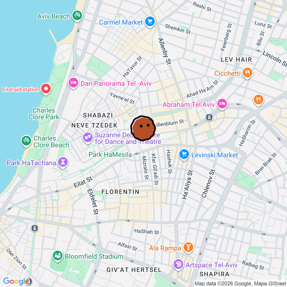 A map showing where Romano is in Tel Aviv-Jaffa