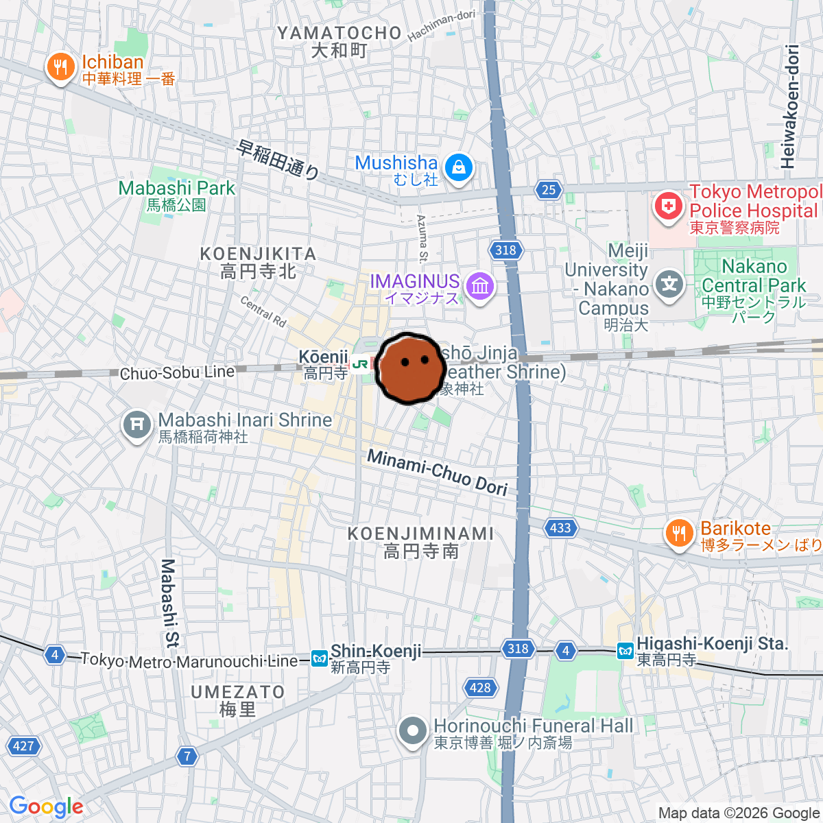 A map showing where Whistler / Chart is in Tokyo