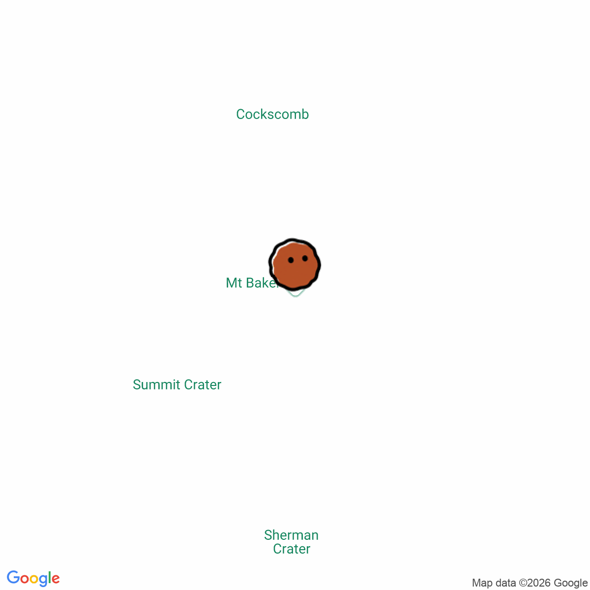 A map showing where Mount Baker is in Washington