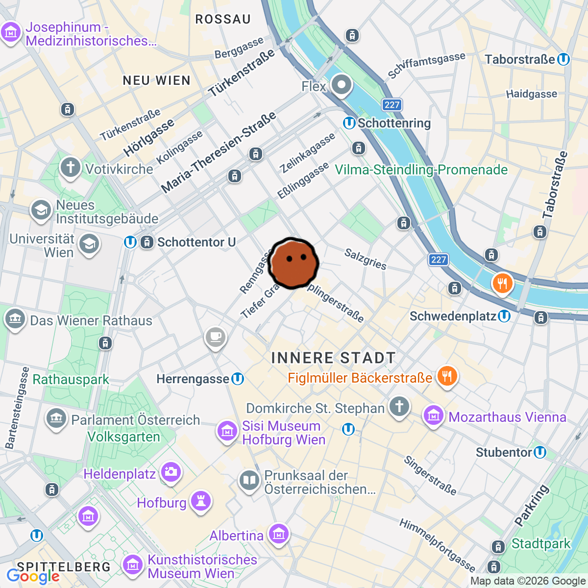 A map showing where Needle Vinyl Bar is in Wien