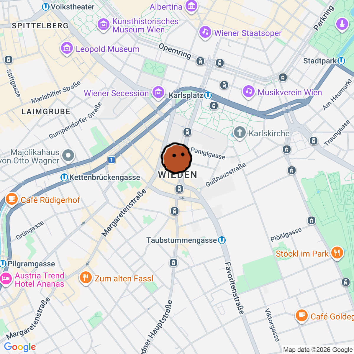 A map showing where Shh. Listening Bar is in Wien