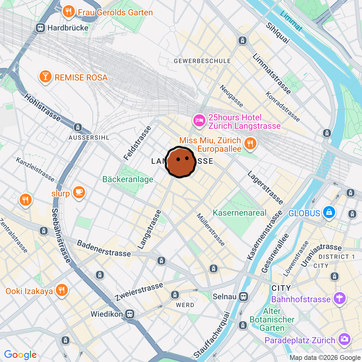 A map showing where Stereo is in Zürich